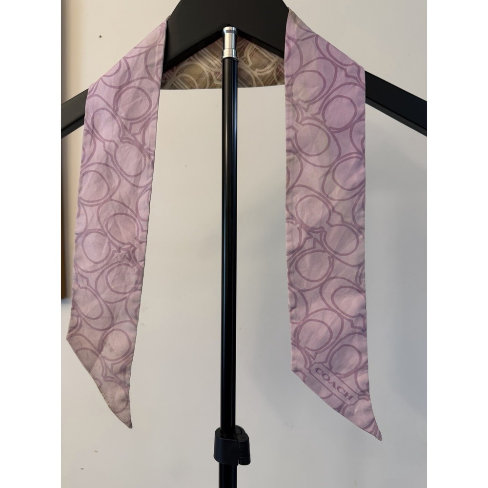 Coach Signature Reversible Silk Skinny Scarf - Picture 2 of 6